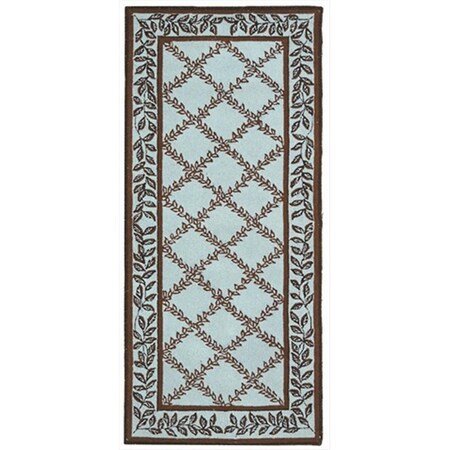 Safavieh 2 ft. - 6 in. x 6 ft. Runner- Transitional Chelsea Blue And Brown Hand Hooked Rug HK230J-26